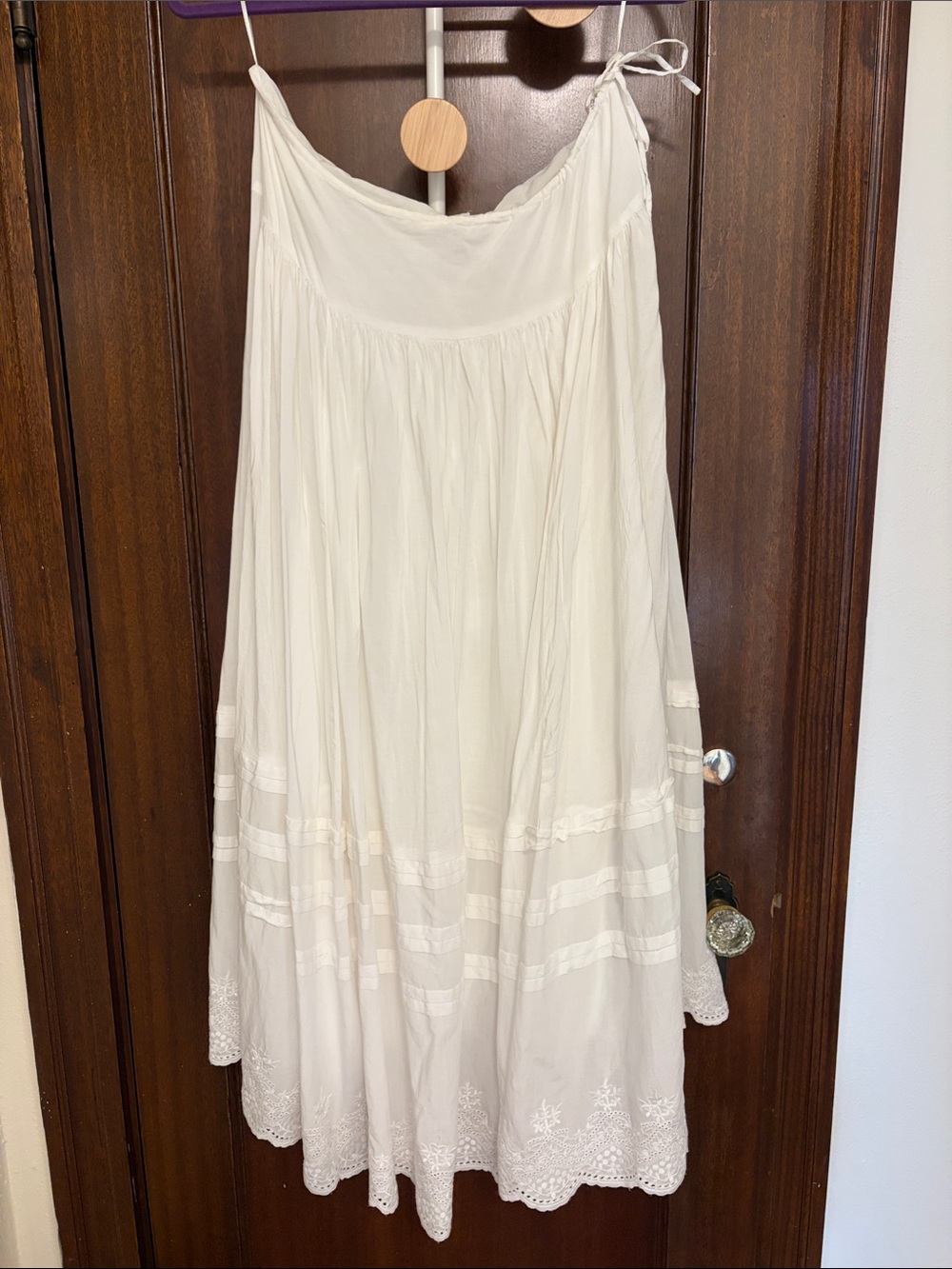 Reformation Women’s Cream Tiered Eyelet Midi Skirt